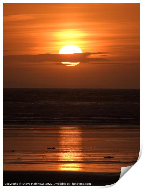 Westward Ho! Beach Sunset Print by Steve Matthews
