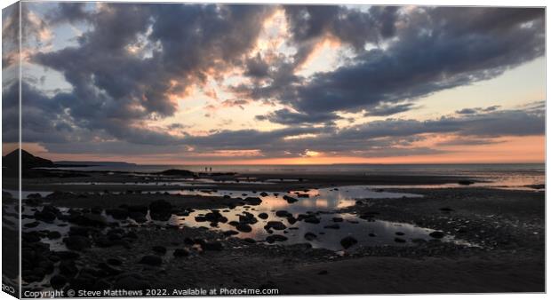 Westward Ho! Beach Sunset Canvas Print by Steve Matthews