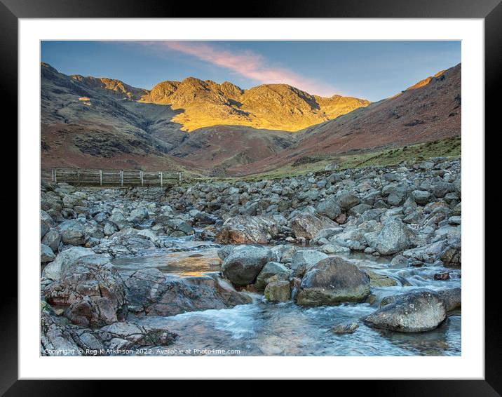 Crinkle Crags Winter Sun Framed Mounted Print by Reg K Atkinson