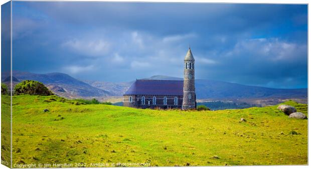 Serene Chapel nestled amidst Irish Mountains Canvas Print by jim Hamilton