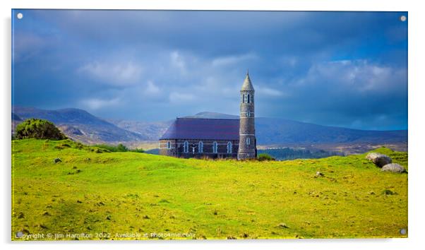 Serene Chapel nestled amidst Irish Mountains Acrylic by jim Hamilton