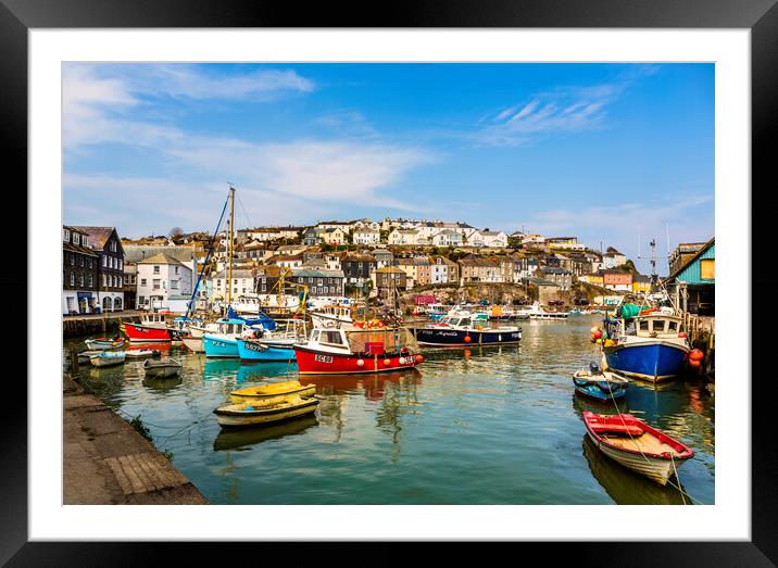 Mevagissey Harbour, Cornwall, England Framed Mounted Print by Maggie McCall