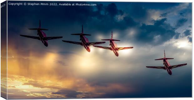 Red Arrows Flypast with Sky Replaced Canvas Print by Stephen Pimm