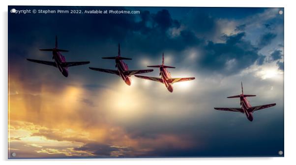 Red Arrows Flypast with Sky Replaced Acrylic by Stephen Pimm