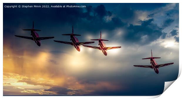 Red Arrows Flypast with Sky Replaced Print by Stephen Pimm