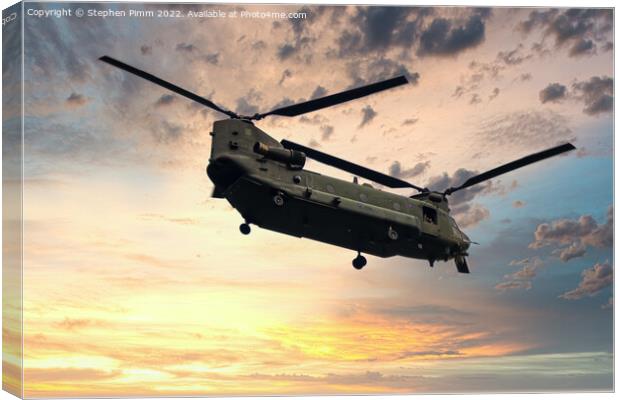 Chinook Flypast with Sky replaced  Canvas Print by Stephen Pimm