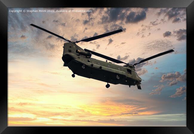 Chinook Flypast with Sky replaced  Framed Print by Stephen Pimm