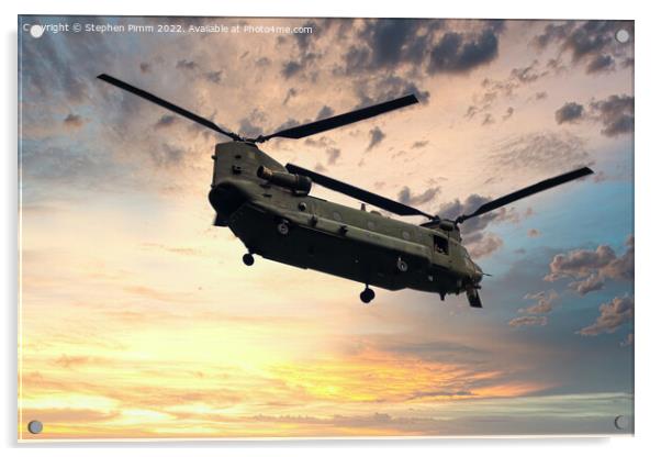 Chinook Flypast with Sky replaced  Acrylic by Stephen Pimm
