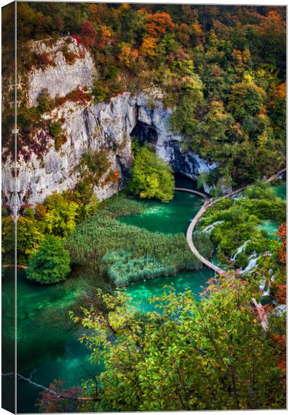 Plitvice Lakes National Park Autumn Landscape in Croatia Canvas Print by Artur Bogacki