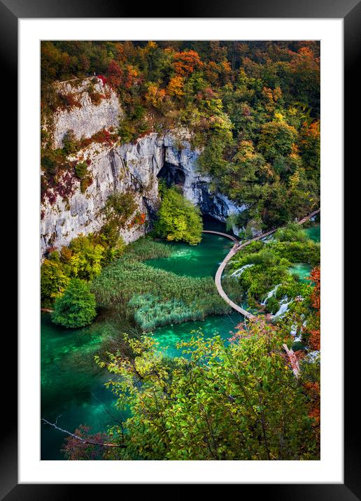 Plitvice Lakes National Park Autumn Landscape in Croatia Framed Mounted Print by Artur Bogacki