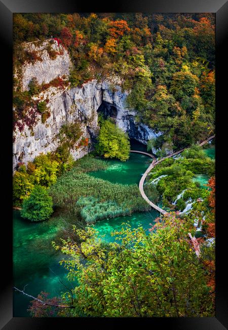 Plitvice Lakes National Park Autumn Landscape in Croatia Framed Print by Artur Bogacki