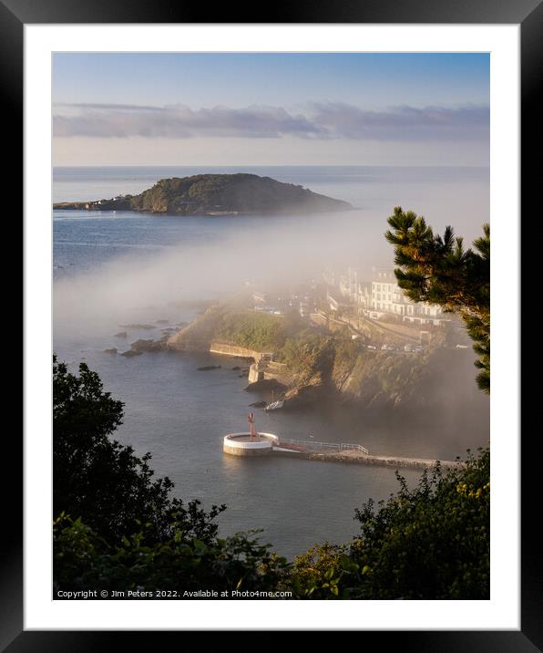 Mist in Looe over the Banjo Pier  Framed Mounted Print by Jim Peters