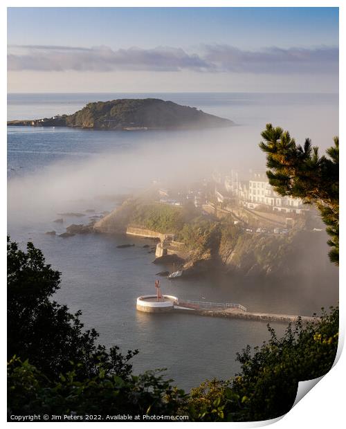 Mist in Looe over the Banjo Pier  Print by Jim Peters