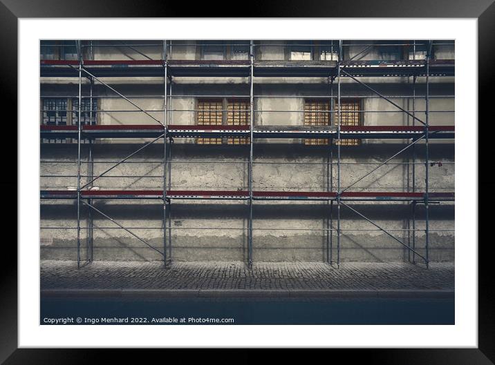 Artistic shot of a building withscaffolding Framed Mounted Print by Ingo Menhard