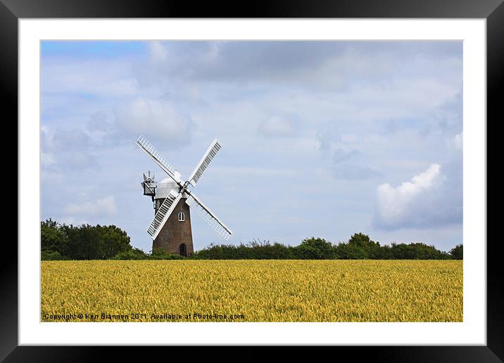 Wilton Windmill and Corn field Framed Mounted Print by Oxon Images