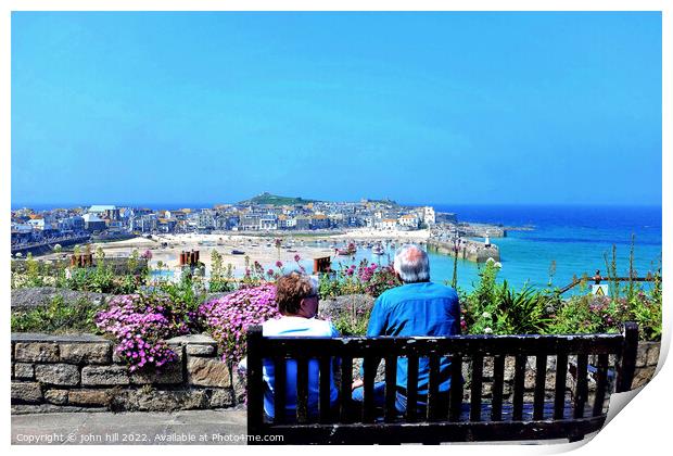 St. Ives View, Cornwall, UK. Print by john hill