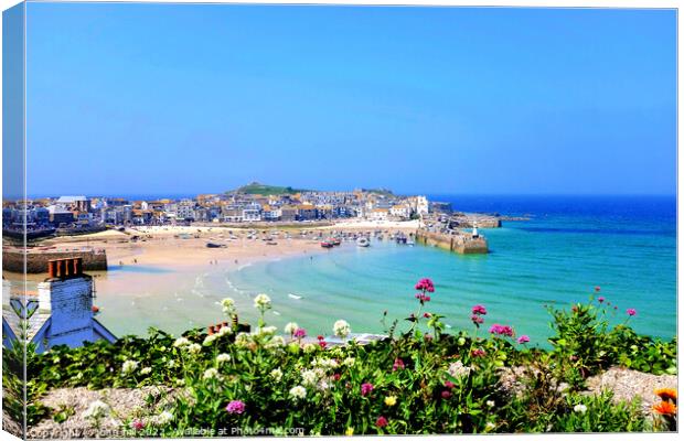 St. Ives Harbour view, Cornwall, UK.  Canvas Print by john hill