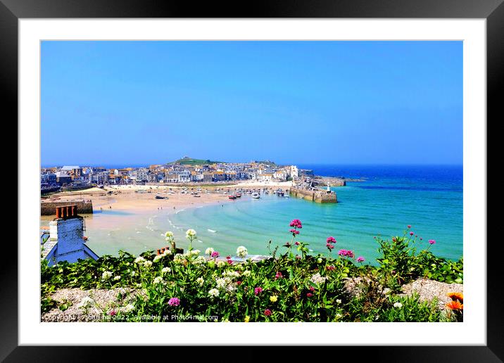 St. Ives Harbour view, Cornwall, UK.  Framed Mounted Print by john hill