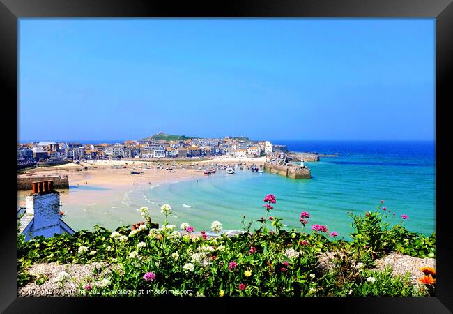 St. Ives Harbour view, Cornwall, UK.  Framed Print by john hill