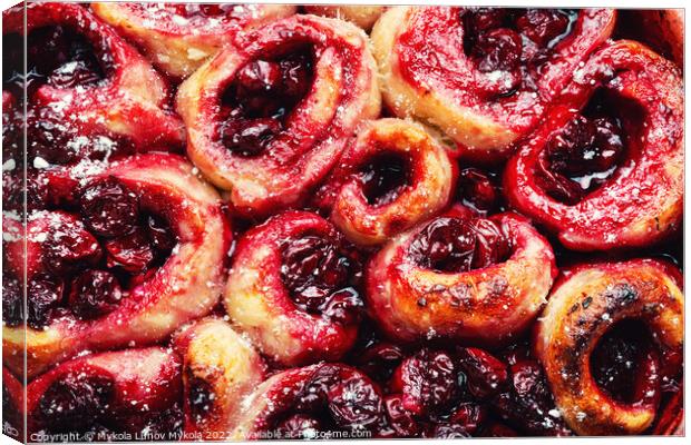 Baked curd pie stuffed with cherries. Canvas Print by Mykola Lunov Mykola