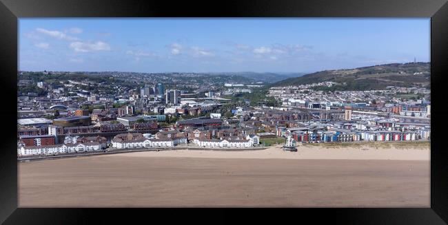 Aerial view of Swansea City Framed Print by Leighton Collins