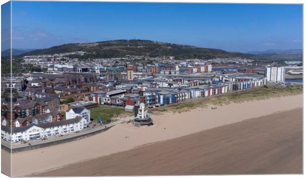 Aerial view of Swansea East Canvas Print by Leighton Collins