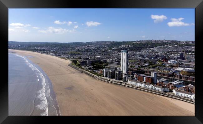 Aerial view of Swansea Bay Framed Print by Leighton Collins