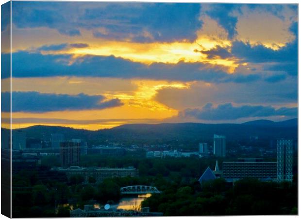 Sunset over the Gatineau Hills Canvas Print by Stephanie Moore