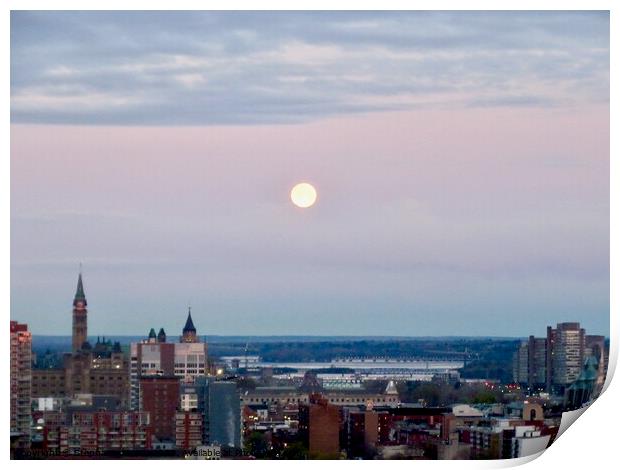 Moon Setting over Ottawa Print by Stephanie Moore