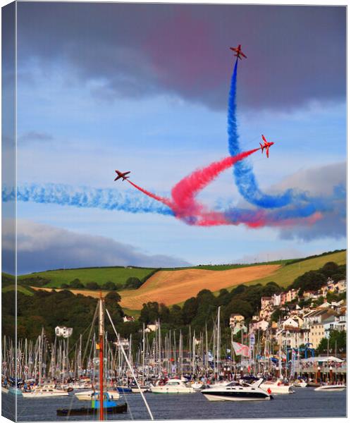 The Thrilling Red Arrows Air Display Canvas Print by Paul F Prestidge
