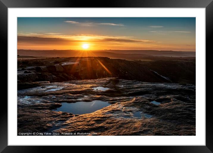 Sunrise on Curbar Edge Peak District Derbyshire UK Framed Mounted Print by Craig Yates