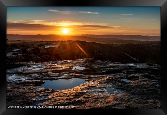 Sunrise on Curbar Edge Peak District Derbyshire UK Framed Print by Craig Yates