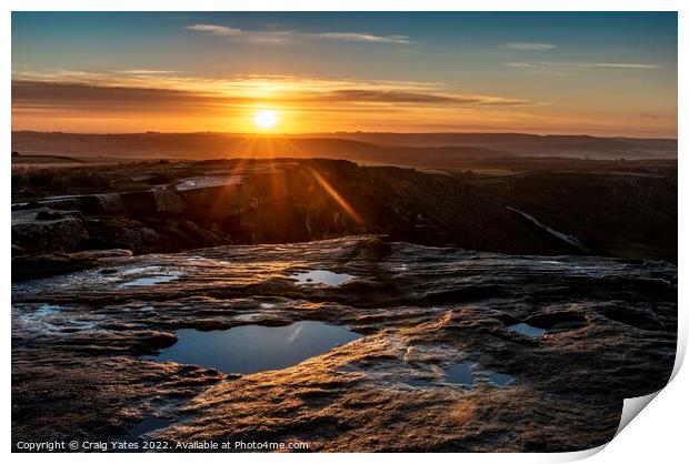 Sunrise on Curbar Edge Peak District Derbyshire UK Print by Craig Yates
