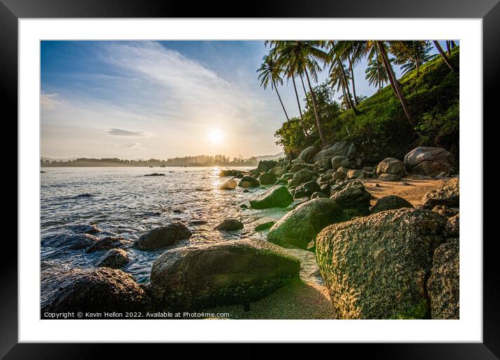 Early morning, Bang Tao beach, Phuket, Thailand Framed Mounted Print by Kevin Hellon
