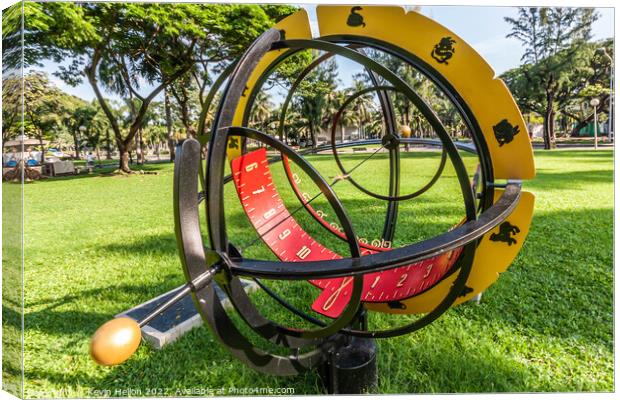 Sundial in Lumphini Park, Canvas Print by Kevin Hellon