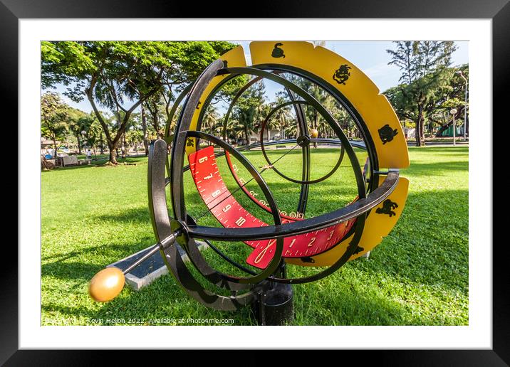 Sundial in Lumphini Park, Framed Mounted Print by Kevin Hellon