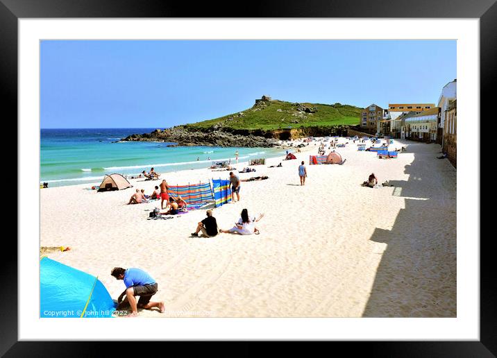 Porthmeor beach, St. Ives, Cornwall, UK. Framed Mounted Print by john hill
