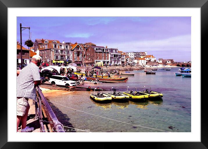 Gig racing day, St. Ives, Cornwall, UK. Framed Mounted Print by john hill