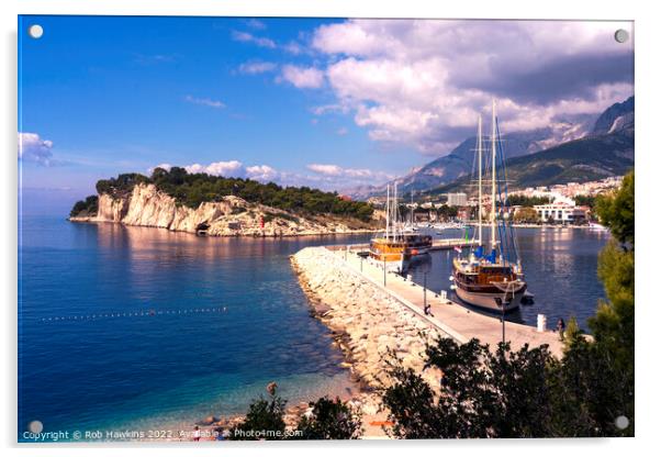 Makarska by sea  Acrylic by Rob Hawkins