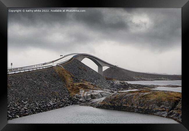 The Storseisundet Bridge Norway Framed Print by kathy white