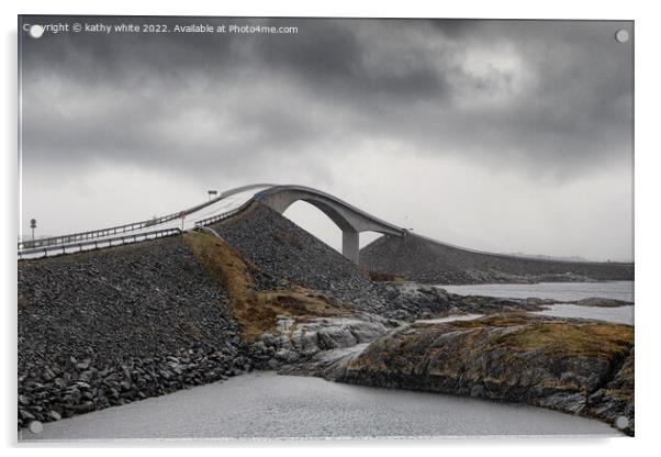 The Storseisundet Bridge Norway Acrylic by kathy white