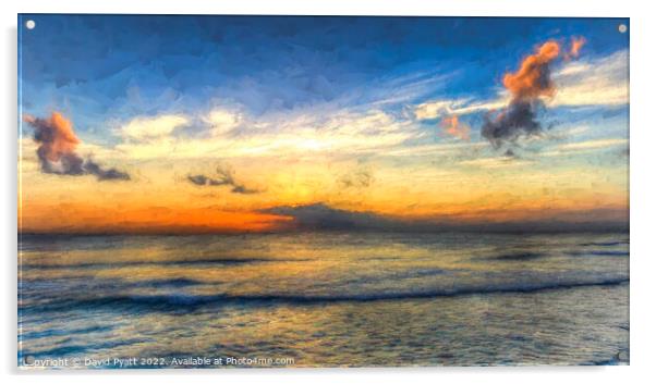 Barbados Sunset Art Acrylic by David Pyatt