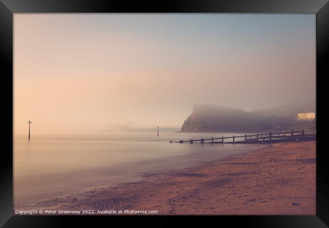 Sea Mist Around Teignmouth Beach At Sunrise Framed Print by Peter Greenway