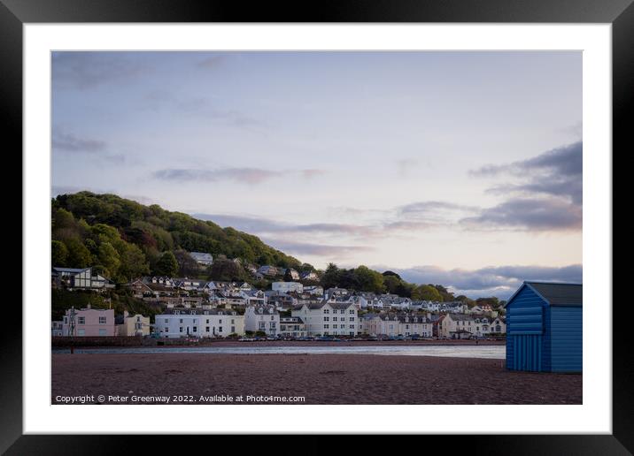 Beach Huts On Teignmouth's 'Back Beach' At Dusk Framed Mounted Print by Peter Greenway
