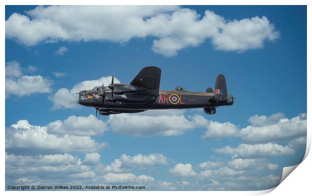 Lancaster Bomber Fly Past Print by Darren Wilkes