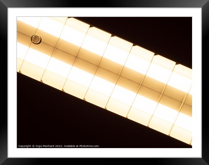 Bright white fluorescent tube closeup Framed Mounted Print by Ingo Menhard
