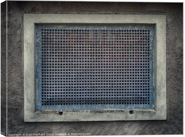 Abstract ventilation grill on a concrete wall Canvas Print by Ingo Menhard