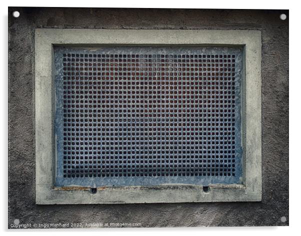 Abstract ventilation grill on a concrete wall Acrylic by Ingo Menhard