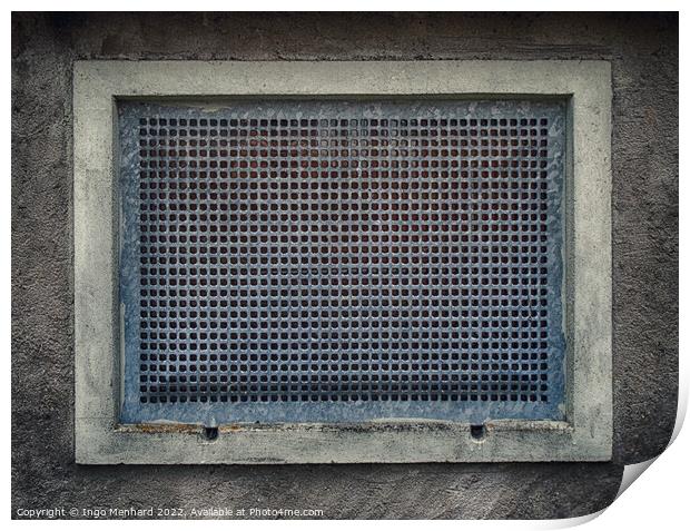Abstract ventilation grill on a concrete wall Print by Ingo Menhard