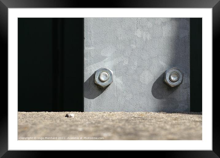 Two big screws in a steel plank Framed Mounted Print by Ingo Menhard